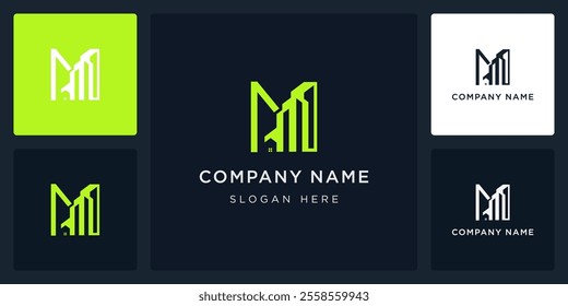 unique letter M building logo and icon