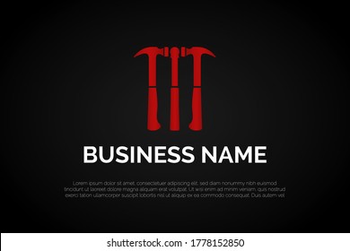 Unique Letter M with Hammer Logo Template Initial Letter Logo For Your Company Name, Alphabet Logo Template Ready For Use, Modern Initial Logo