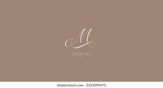 Diseño único del logotipo M de letra. Monograma inicial de lujo. Letra de diseño elegante y creativa M