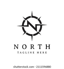 unique letter N north with compass logo design
