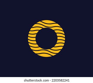 Unique Letter O wavy shape logomark, O logo design in yellow