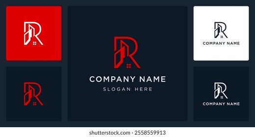 unique letter R building logo and icon