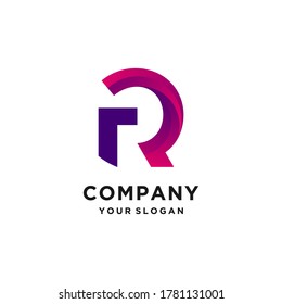 Unique letter R logo template with gradient modern concept