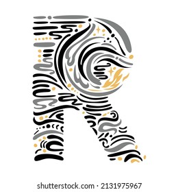 Unique letter R typo illustration