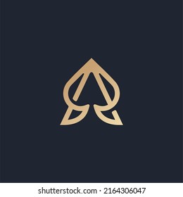 unique Letter A with spades combination logo vector