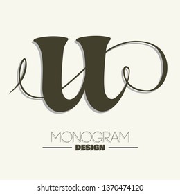 Unique letter U calligraphic monogram for personal and product branding