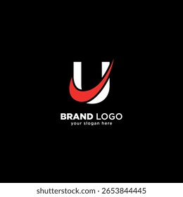 Letra exclusiva U Logo Conceito com ícone de sopro em design de vetor mínimo.