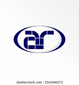 Unique letter or word AR font on connected with brick and ellipse image graphic icon logo design abstract concept vector stock. Can be used as a symbol related to initial or monogram
