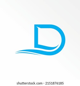 Einzigartiger Letter oder Wort D sans Serifenschrift mit Wave- oder Strandbild Grafik Symbol Logo Design abstrakte Konzept Vektor Stock. Kann als Zeichen verwendet werden, das sich auf Reisen oder Erstfahrten bezieht