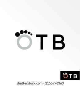 Unique Letter or word OTB sans serif font like right foot stamp image graphic icon logo design abstract concept vector stock. Can be used as symbol related to people or initial