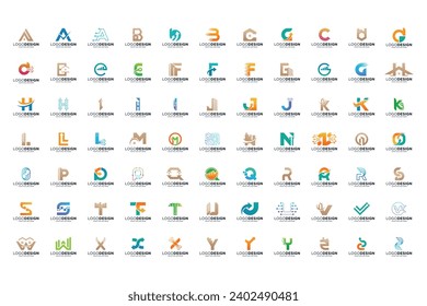 Letra única a a a z colección de diseño de logotipo de concepto abstracto.