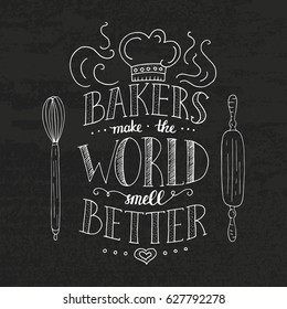Unique lettering poster with a phrase - BARERS MAKE THE WORLD SMELL BETTER. Trendy handwritten illustration for t-shirt design, notebook cover, poster for bakery shop and cafe.