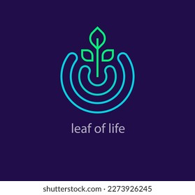 Unique life start leaves logo. Trend color transitions. Healthy lifestyle logo template. vector