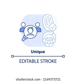 Unique light blue concept icon. Biometric data benefit abstract idea thin line illustration. Identifying individuals. Isolated outline drawing. Editable stroke. Arial, Myriad Pro-Bold fonts used