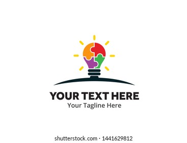 unique lightbulb idea simple logo creative design in flat style with color . light bulb idea logo creative design for identity and business