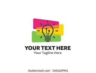 unique lightbulb idea simple logo creative design in flat style with color . light bulb idea logo creative design for identity and business