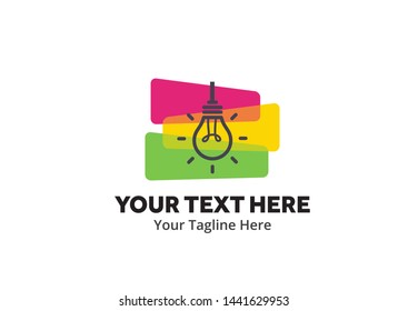 unique lightbulb idea simple logo creative design in flat style with color . light bulb idea logo creative design for identity and business