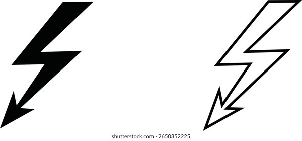Unique lightning bolt designs in contrasting black and white colors showcasing graphic creativity and simplicity