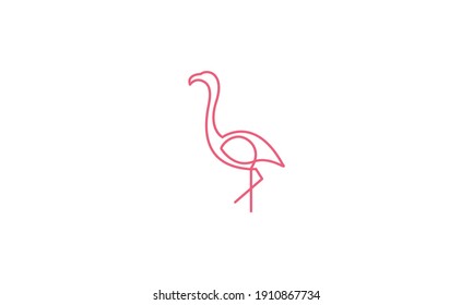 unique line art animal bird flamingo logo vector icon symbol graphic design illustration