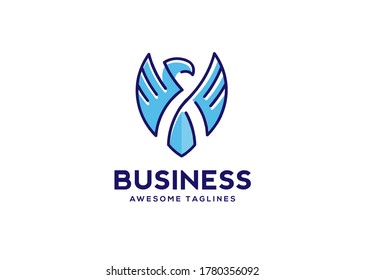 unique line art of  blue eagle color logo vector concept