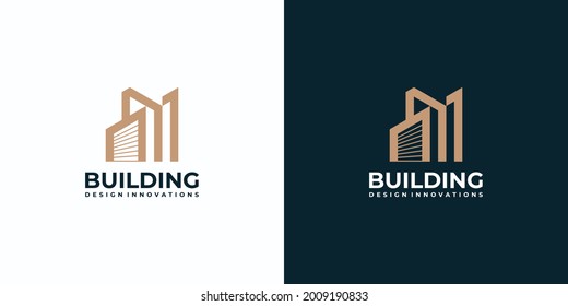 Unique Line Art Building Logo Inspiration Stock Vector (Royalty Free ...