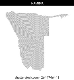 Unique line art representation of Namibia with intricate patterns.