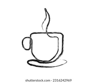 Einzigartige Linienzeichnung eines Kaffees - Lebensmittel- und Getränkekonzept. Eine Tasse Kaffee-Doodle-Linie Kunst Vektorgrafik.  