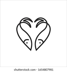 Unique line fish logo template