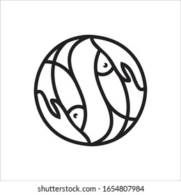 Plantilla de logotipo de pez de línea única
