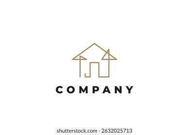 linha única casa esboço construção logotipo
