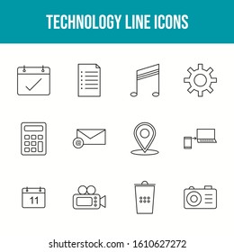 Unique Line Set of Technology Icons	