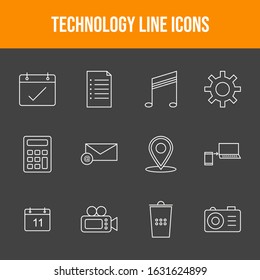 Unique Line Set of Technology Icons	