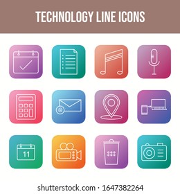 Unique Line Set of Technology Icons	