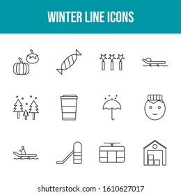 Unique Line Set of Winter Icons