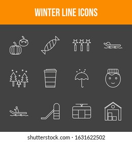 Unique Line Set of Winter Icons