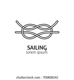 Unique line style vector logotype template with sea knot. Editable stroke vector icon. Clean and minimalist symbol perfect for your business.