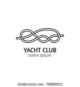 Unique line style vector logotype template with sea knot. Editable stroke vector icon. Clean and minimalist symbol perfect for your business.