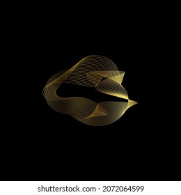 unique line vector with gold color on white background