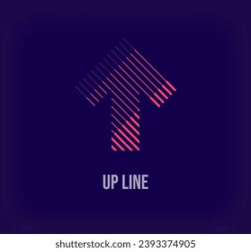 Unique linear up arrow logo. Creative finance and growth colorful charts. Corporate company Vector