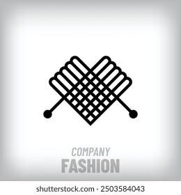 Unique linear heart modern logo for yarn, knitting and wool. Textile firm and company icon. vector