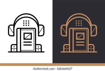 Unique linear icon of Audio book. Online education, e-learning. Modern outline icons for mobile application