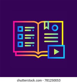 Unique linear icon Audio books. Online education, e-learning. Modern outline icons for mobile application