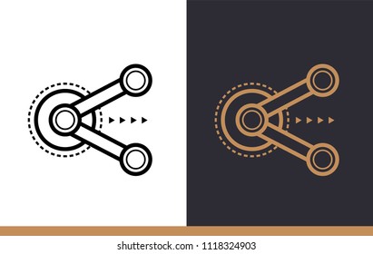 Unique linear icon of Content sharing. Cloud computing and internet technology icon. Suitable for presentation, mobile apps, website, interfaces and print