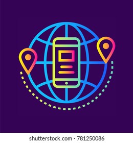 Unique linear icon Distance education. Online education, e-learning. Modern outline icons for mobile application