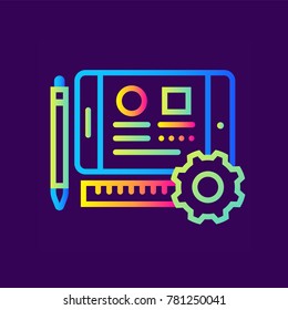 Unique linear icon Education apps. Online education, e-learning. Modern outline icons for mobile application