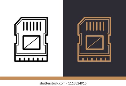 Unique linear icon of Memory card. Cloud computing and internet technology icon. Suitable for presentation, mobile apps, website, interfaces and print