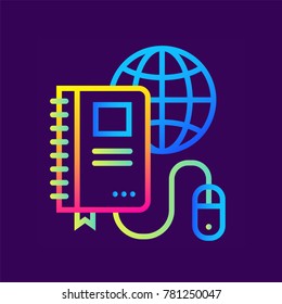 Unique linear icon Online learning. Education, e-learning. Modern outline icons for mobile application
