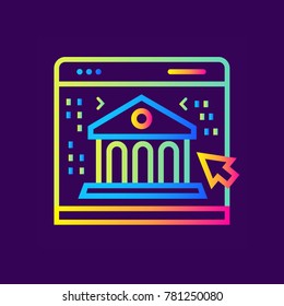 Unique linear icon Online university. Online education, e-learning. Modern outline icons for mobile application