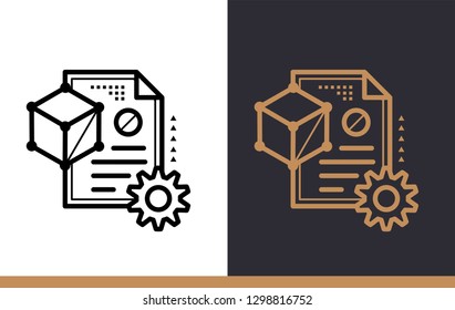 Unique linear icon of Project file. 3D Printing, modeling. Suitable for infographics, websites, print media and interfaces