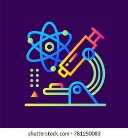 Unique linear icon Science research. Online education, e-learning. Modern outline icons for mobile application